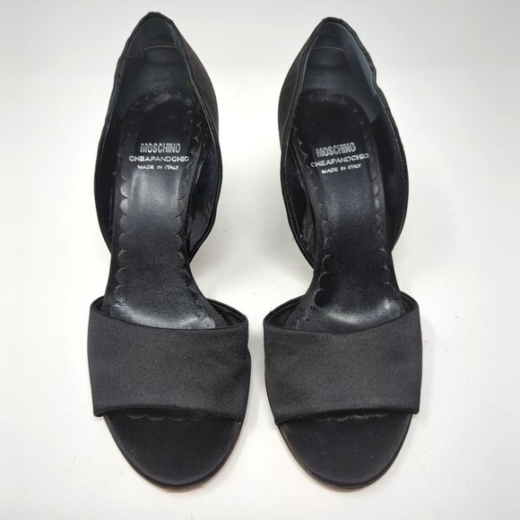 Moschino Black Heels 37 6.5 D'Orsay Cheap Chic Formal - Picture 3 of 11